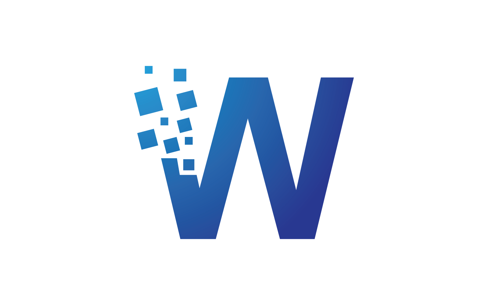 W Initial letter alphabet pixel style logo vector design