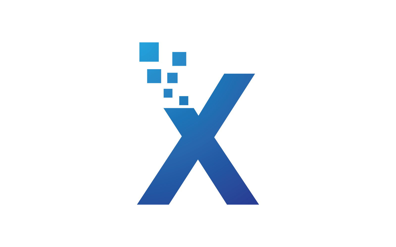 X Initial letter alphabet pixel style logo vector design