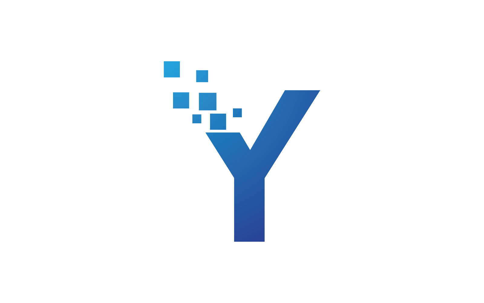 Y Początkowa litera alfabetu w stylu piksela wektor logo