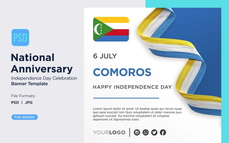 Comoros National Day Celebration Banner Corporate Identity
