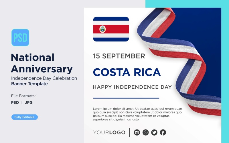 Costa Rica National Day Celebration Banner Corporate Identity