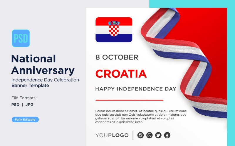 Croatia National Day Celebration Banner Corporate Identity