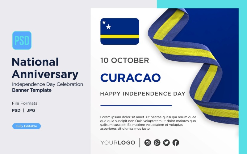 Curacao National Day Celebration Banner Corporate Identity
