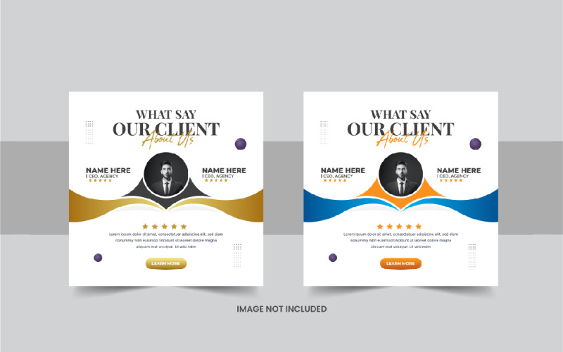 Customer feedback social media post or client testimonial design template layout Corporate Identity