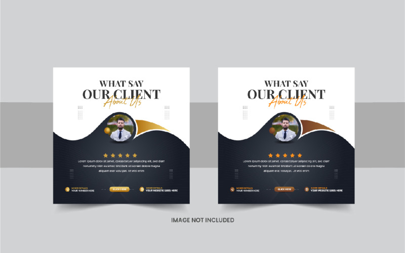 Customer feedback social media post or client testimonial template design layout Corporate Identity