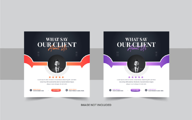 Customer feedback social media post or client testimonial template layout Corporate Identity