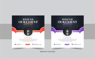 Customer feedback social media post or client testimonial template layout