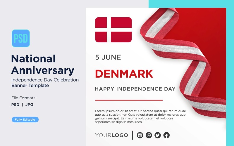 Denmark National Day Celebration Banner Corporate Identity