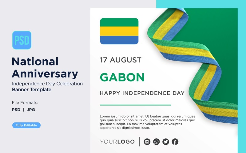 Gabon National Day Celebration Banner Corporate Identity