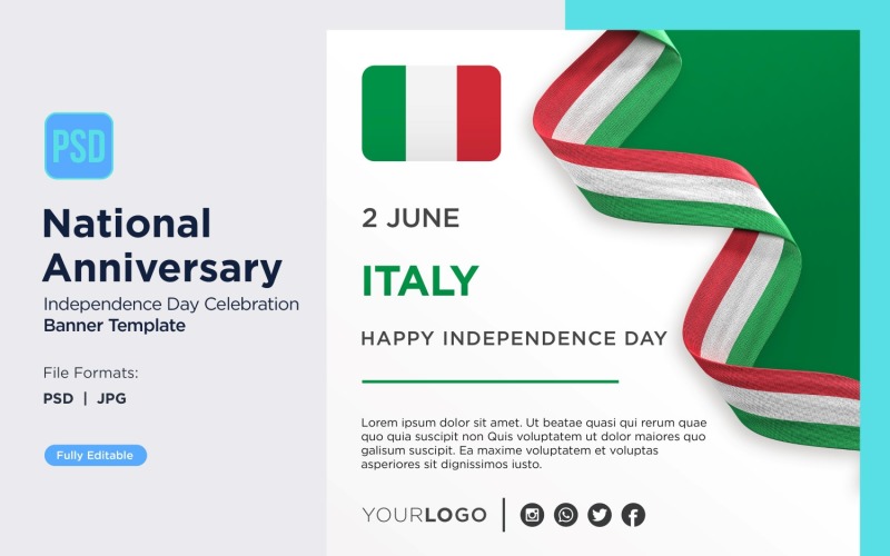 Italy National Day Celebration Banner Corporate Identity