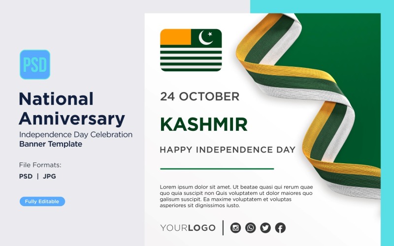 Kashmir National Day Celebration Banner Corporate Identity