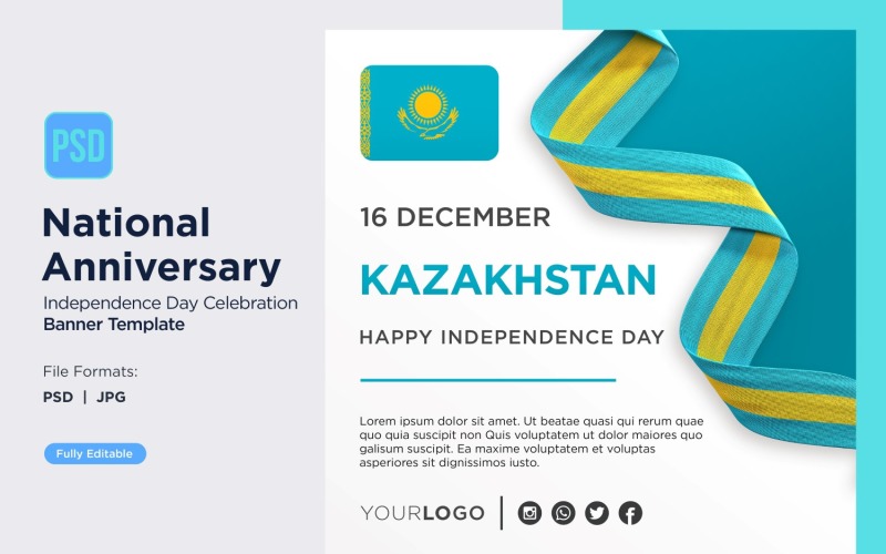 Kazakhstan National Day Celebration Banner Corporate Identity