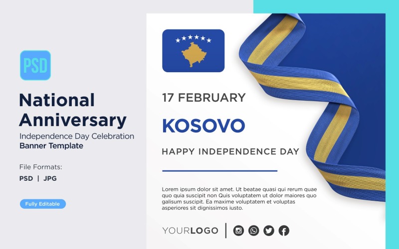 Kosovo National Day Celebration Banner Corporate Identity