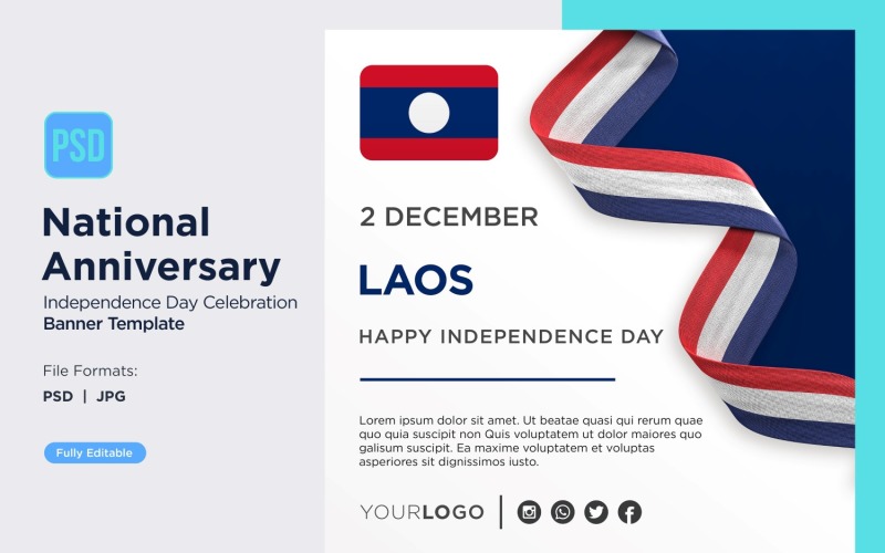 Laos National Day Celebration Banner Corporate Identity