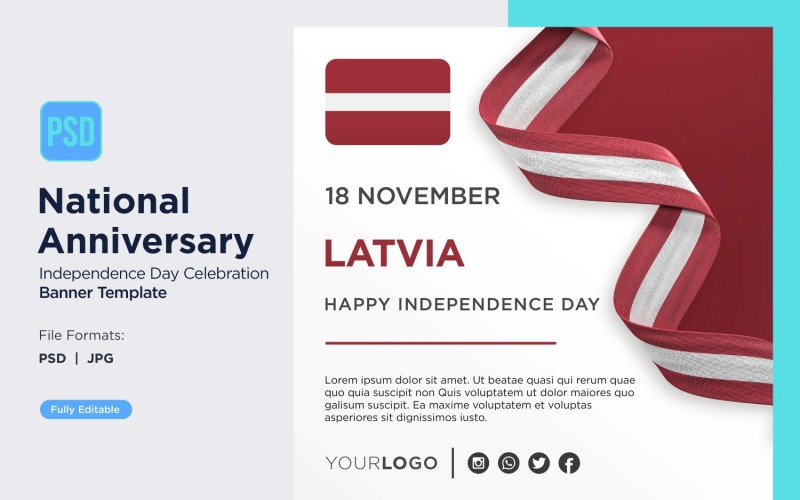 Latvia National Day Celebration Banner Corporate Identity