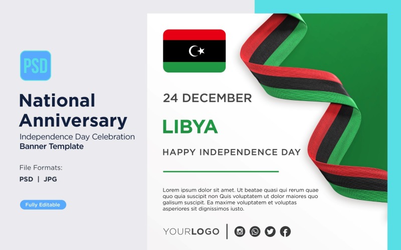 Libya National Day Celebration Banner Corporate Identity