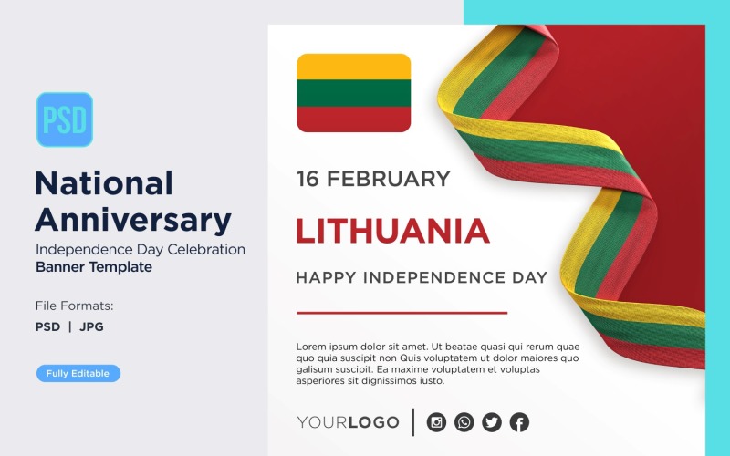 Lithuania National Day Celebration Banner Corporate Identity