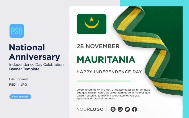Mauritania National Day Celebration Banner Corporate Identity