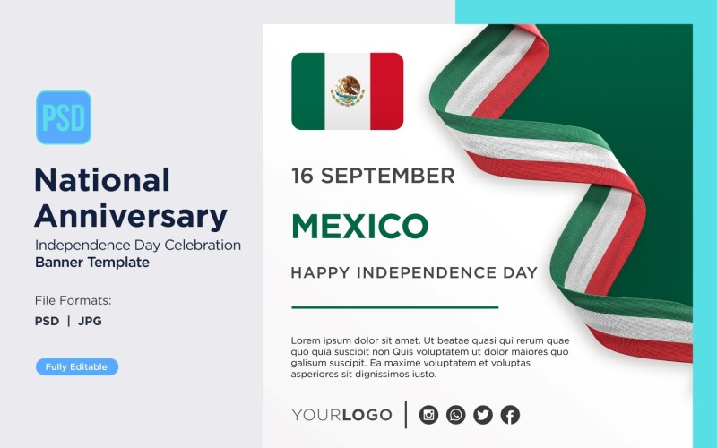Mexico National Day Celebration Banner Corporate Identity