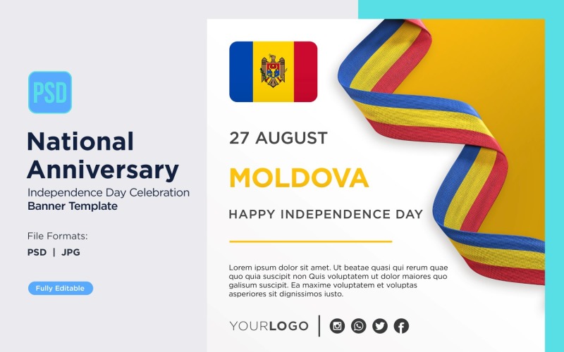 Moldova National Day Celebration Banner Corporate Identity