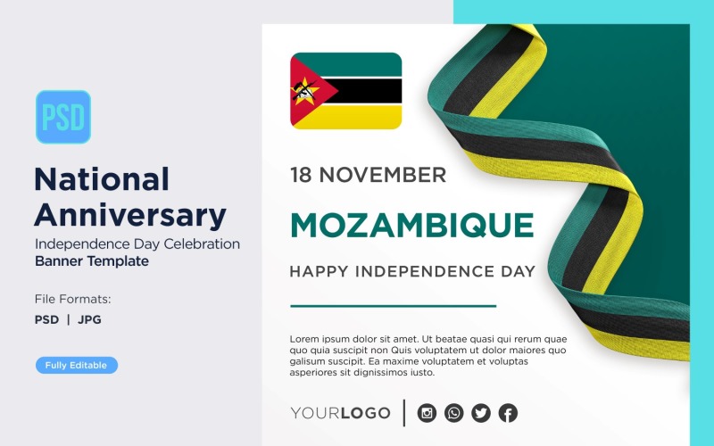 Mozambique National Day Celebration Banner Corporate Identity