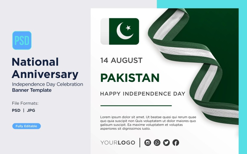 Pakistan National Day Celebration Banner Corporate Identity