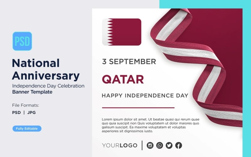 Qatar National Day Celebration Banner Corporate Identity