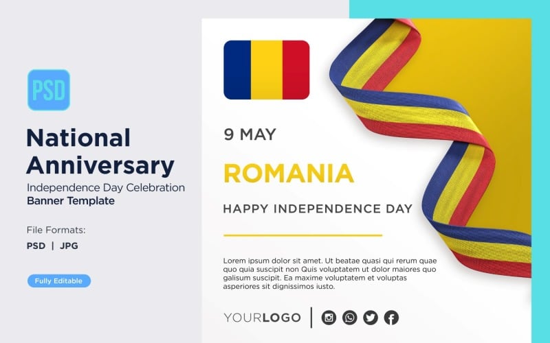 Romania National Day Celebration Banner Corporate Identity