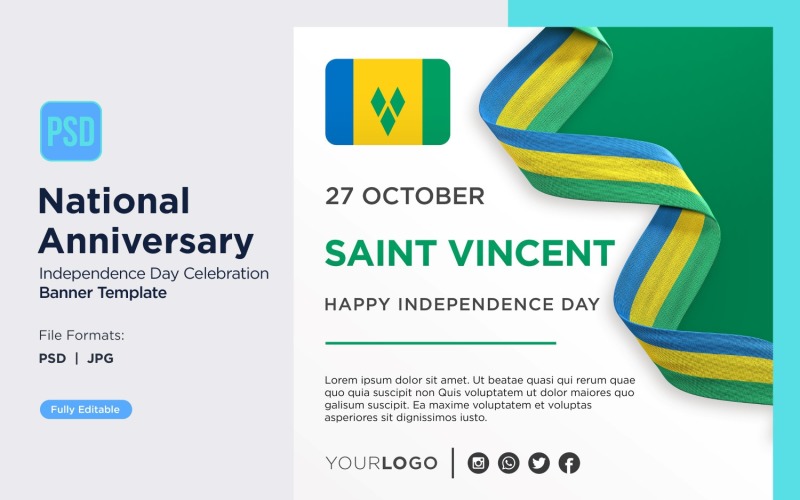 Saint Vincent and the Grenadine National Day Banner Corporate Identity
