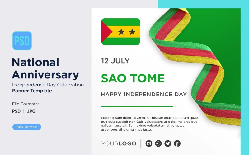 Sao Tome and Principe National Day Celebration Banner Corporate Identity