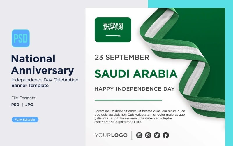 Saudi Arabia National Day Celebration Banner Corporate Identity