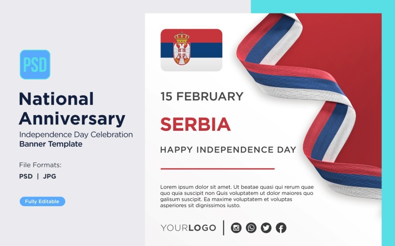 Serbia National Day Celebration Banner Corporate Identity
