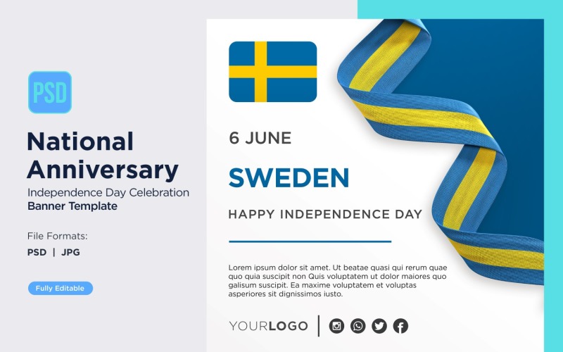 Sweden National Day Celebration Banner Corporate Identity
