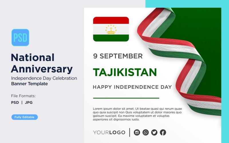 Tajikistan National Day Celebration Banner Corporate Identity