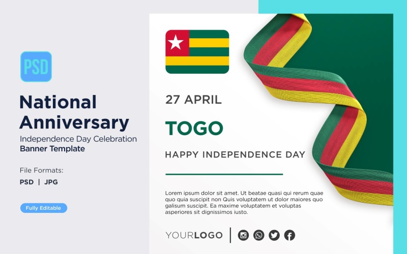 Togo National Day Celebration Banner Corporate Identity