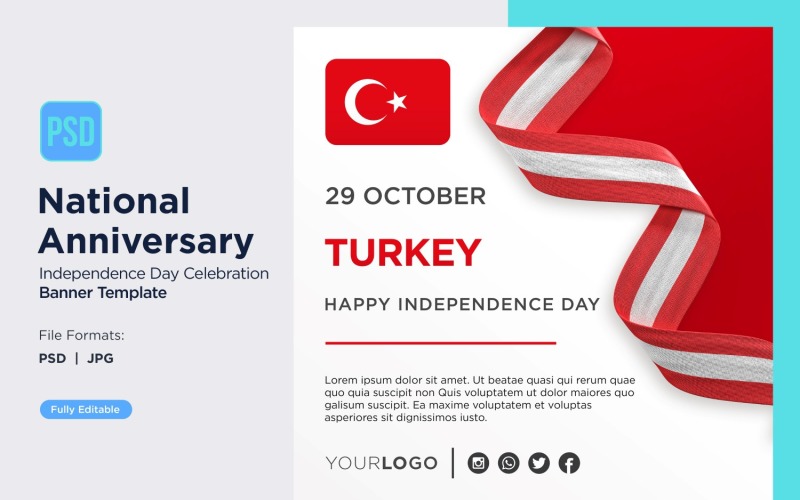 Turkey National Day Celebration Banner Corporate Identity
