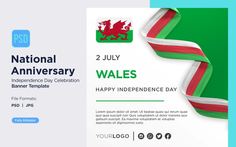Wales National Day Celebration Banner Corporate Identity