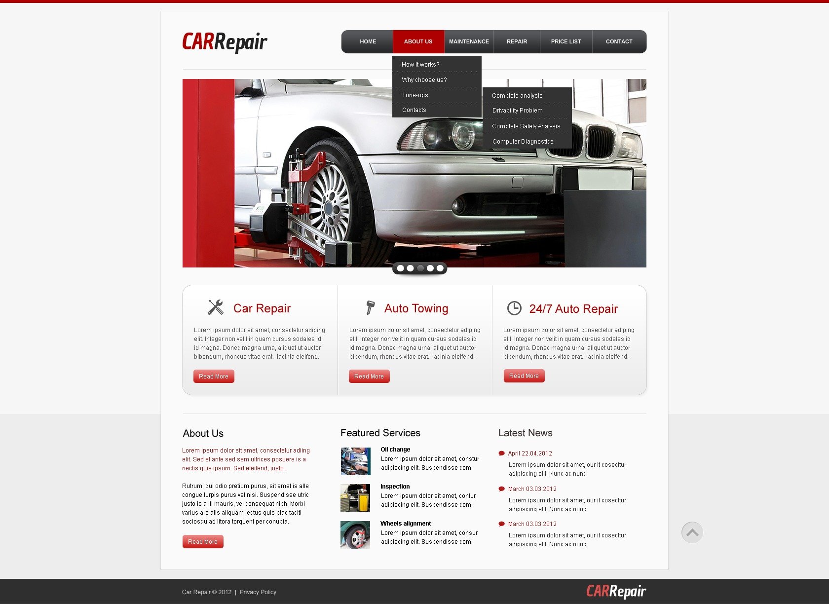 Car Repair Website Template 40306