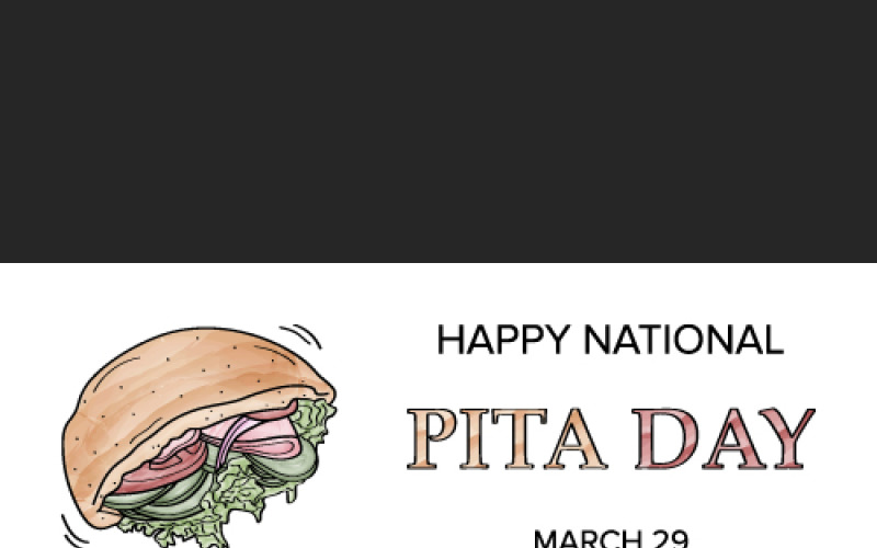 Horizontal banner for National Pita Day March 29 with watercolor and white background Vector Graphic