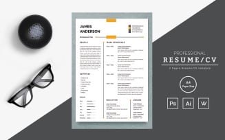 Professional Minimalist Resume Template Word, Clean Modern CV Resume Template for Executives