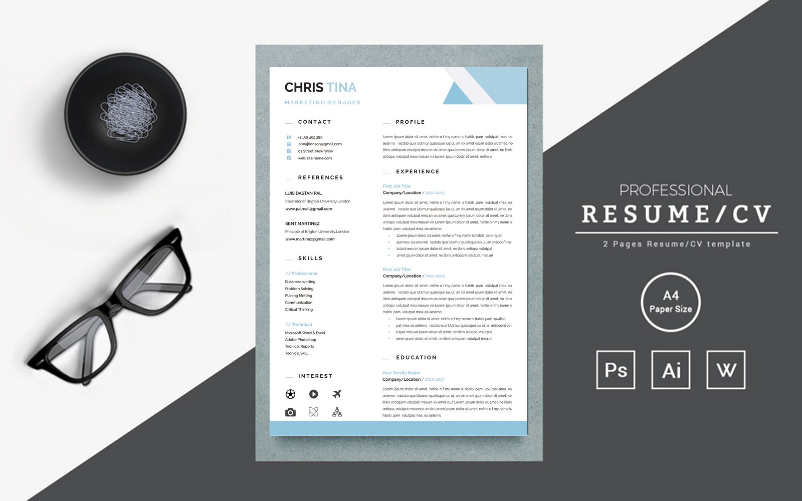 Kit Graphique #403197 Professional Resume Divers Modles Web - Logo template Preview