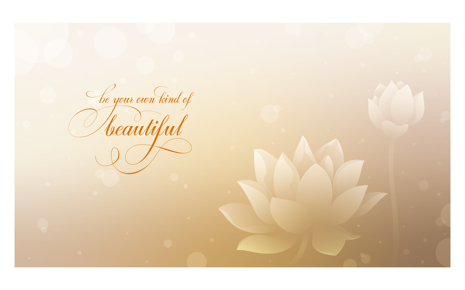 Inspirational Backgrounds 14400x8100px With Lotuses And Quote About Unique Beauty