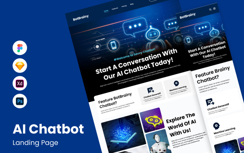 BotBrainy - AI Chatbot Landing Page V2 UI Element