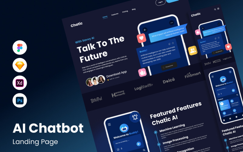 Chatic - AI Chatbot Landing Page V1 UI Element