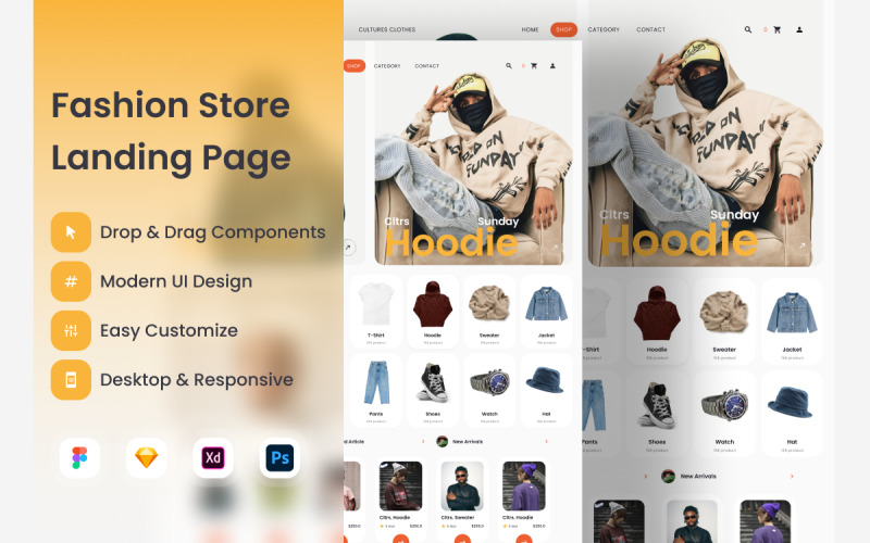 Cultures - Fashion Store Landing Page V2 UI Element