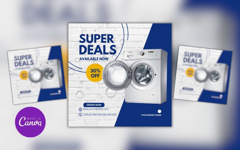 Laundry Machine Discount Sale Design Template Social Media