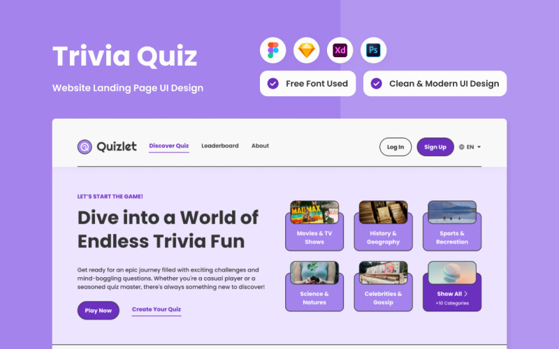 Quizlet - Trivia Quiz Landing Page V1 UI Element
