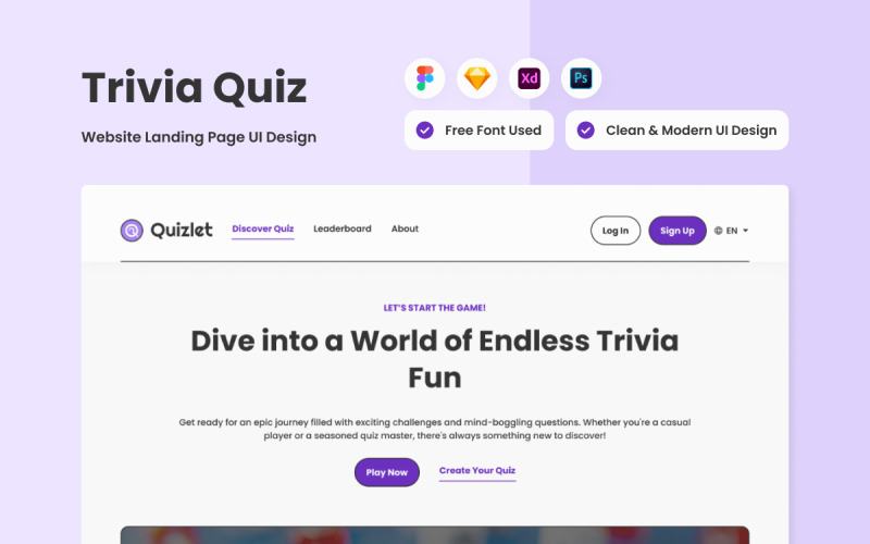 Quizlet - Trivia Quiz Landing Page V3 UI Element