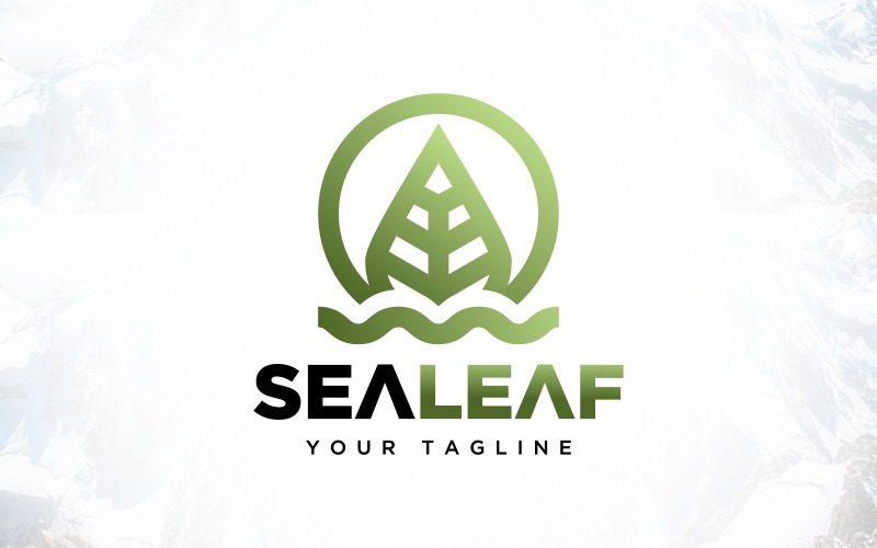 Sea Water Leaf and Sun Logo Design Logo Template