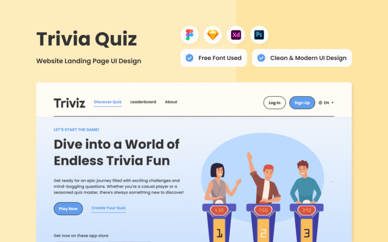 Triviz - Trivia Quiz Landing Page V2 UI Element